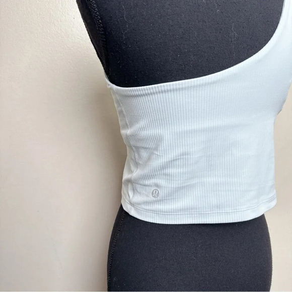 Lululemon Womens 8 Ribbed Nulu Asymmetrical Yoga Tank Top Sheer Blue - Picture 8 of 10